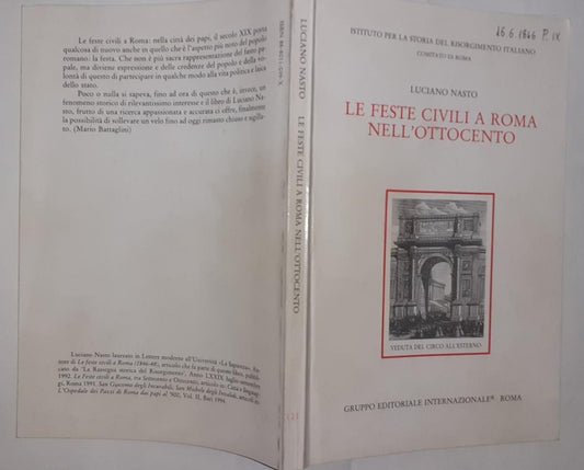 Le feste civili a Roma nell'Ottocento - copertina