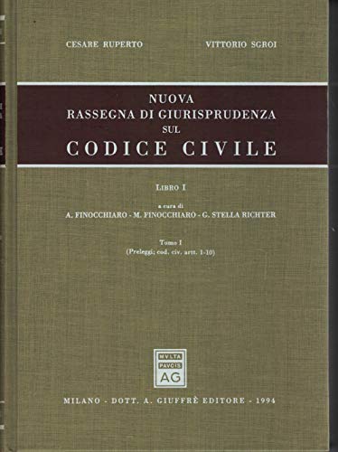 Nuova rassegna di giurisprudenza sul Codice civile. Preleggi, artt. 1-10 (Vol. 1/1) - copertina