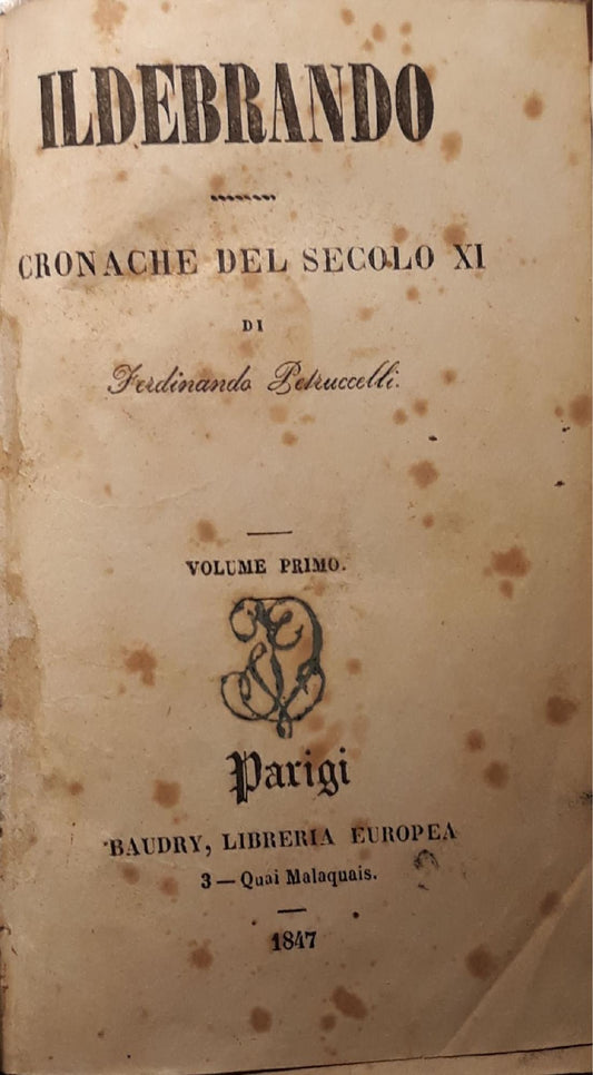 Ildebrando: Cronache del secolo XI  (volume primo) - copertina