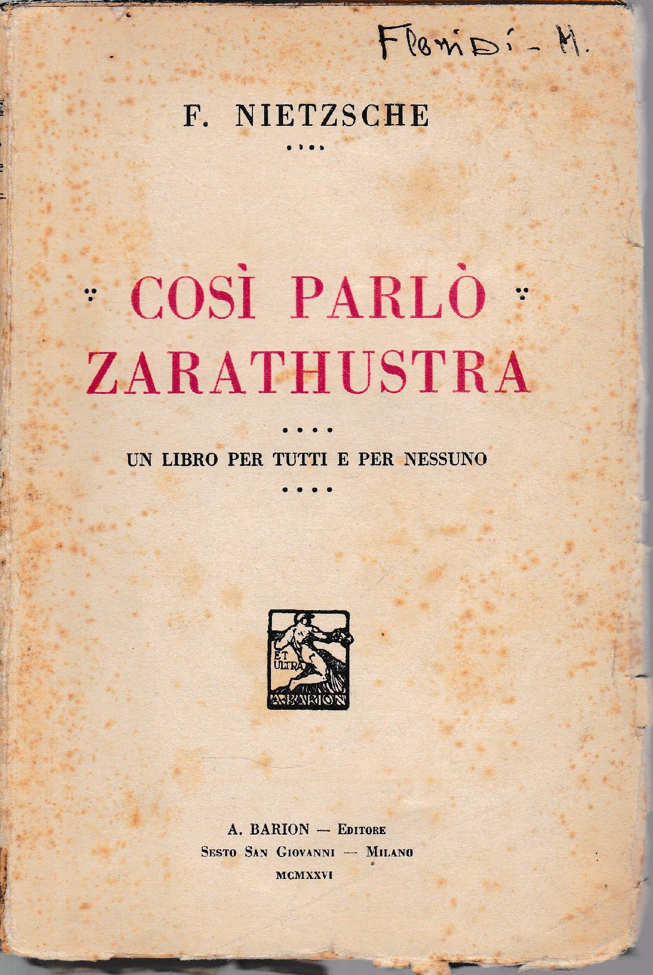 Così parlò Zarathustra - copertina
