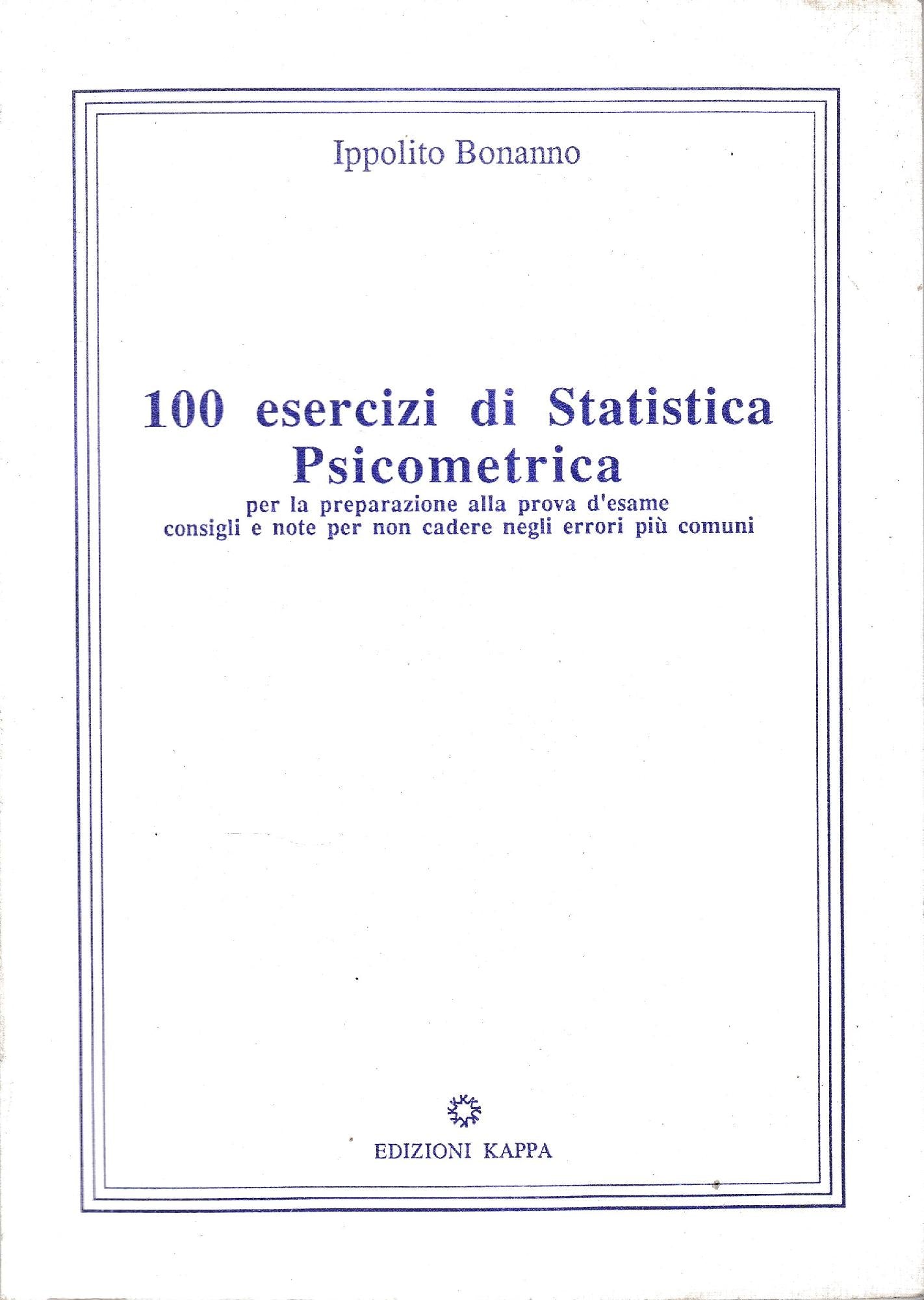 100 esercizi di Statistica Psicometrica - copertina