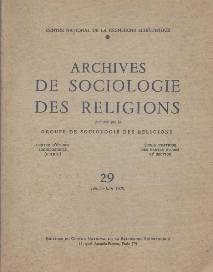 Archives de sociologie des religions, 29 Janvier-Juin 1970 - copertina
