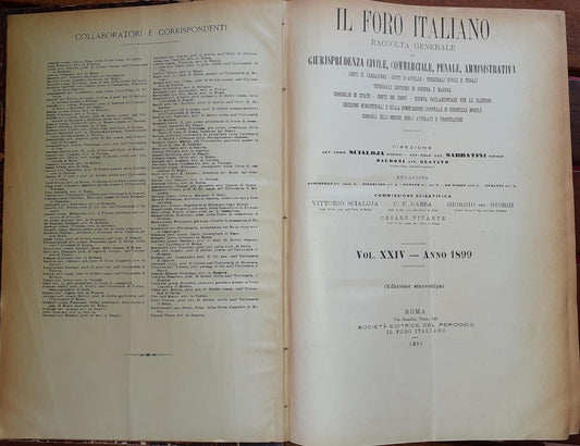 Il Foro Italiano raccolta generale di giurisprudenza civile, commerciale, penale amministrativa. Volume XXIV - copertina