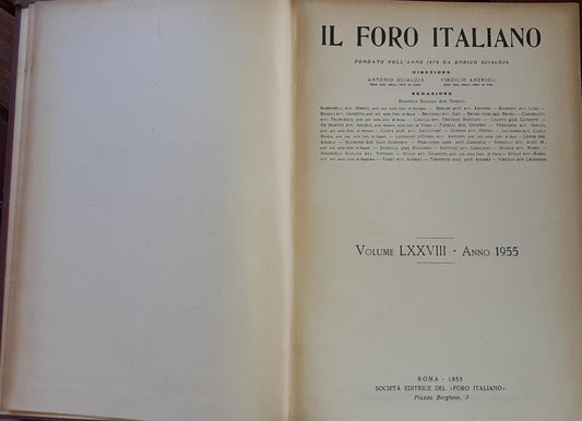Il Foro Italiano. (Volume LXXVIII) - copertina