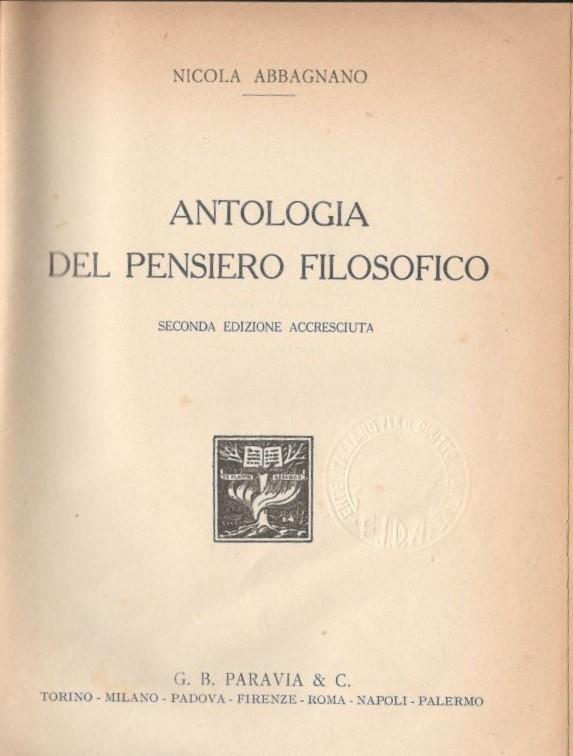 Antologia del pensiero filosofico - copertina