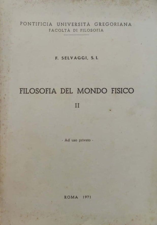 Filosofia del mondo fisico II - copertina