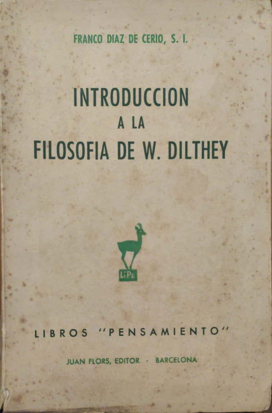 Introduccion a la filosofia de W. Dilthey - copertina