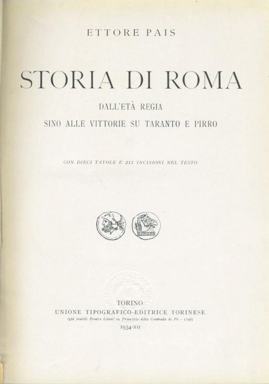 Storia di Roma dall'eta regia sino alle vittorie su Taranto e Pirro - copertina