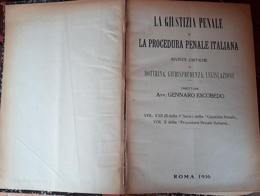 La giustizia Penale rivista critica di dottrina, giurisprudenza, legislazione. Volume XLI. Parte terza: Le leggi speciali - copertina