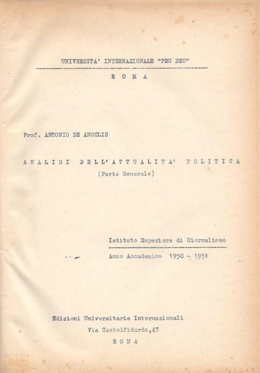 Analisi dell'attualità politica - copertina
