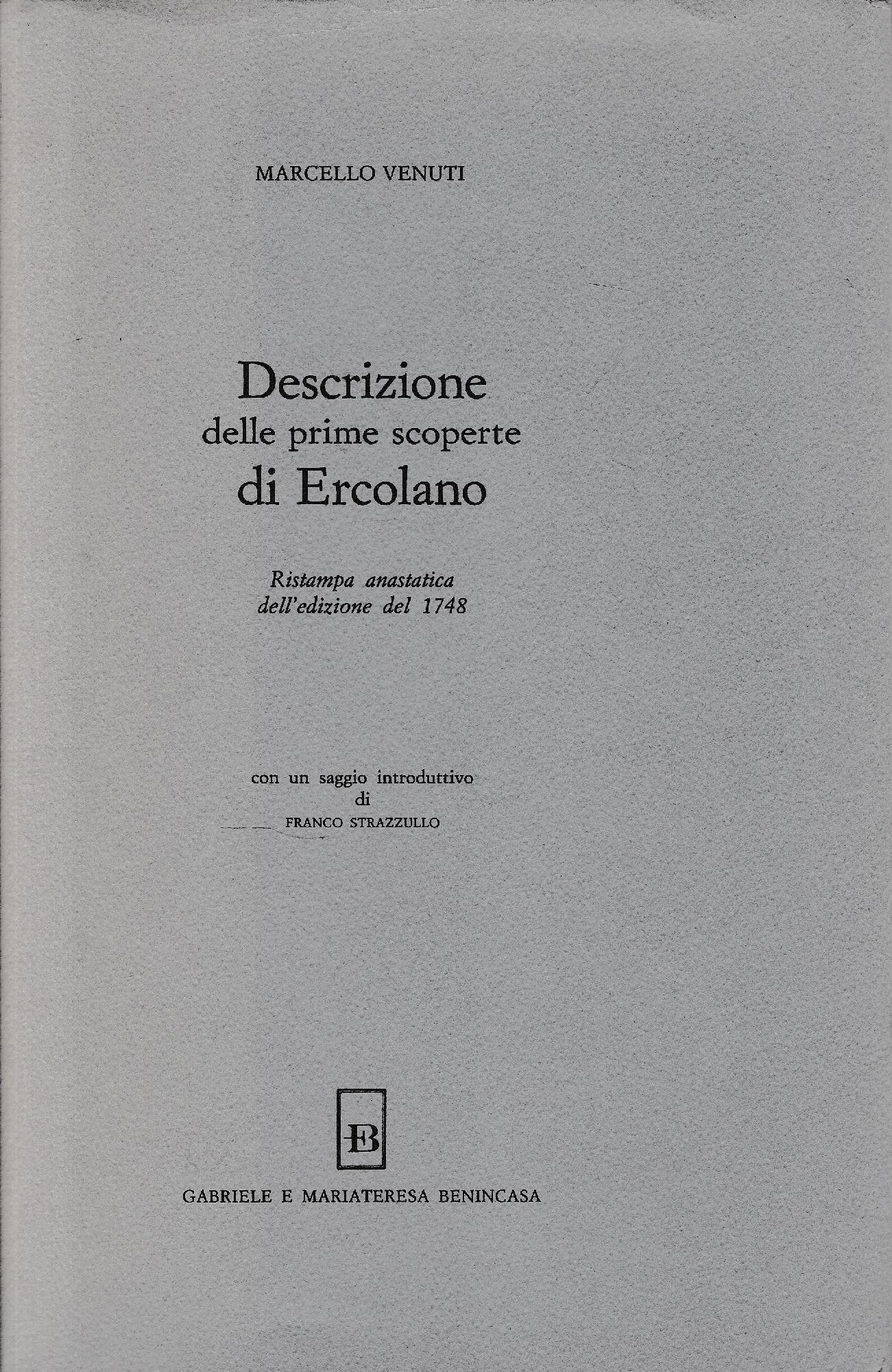 Descrizione delle prime scoperte di Ercolano - copertina
