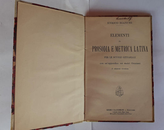 Elementi di prosodia e metrica latina per le scuole ginnasiali con un appendice sui metri Oraziani - copertina