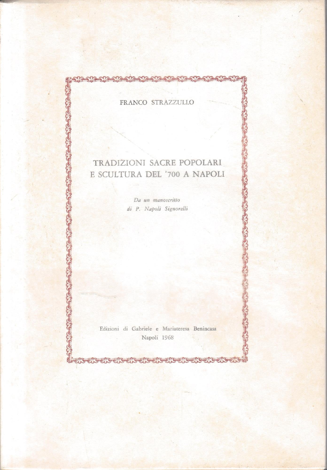 Tradizioni sacre popolari e scultura del '700 a Napoli - copertina