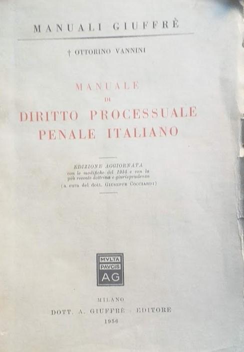 Manuale di Diritto Processuale Penale Italiano - copertina