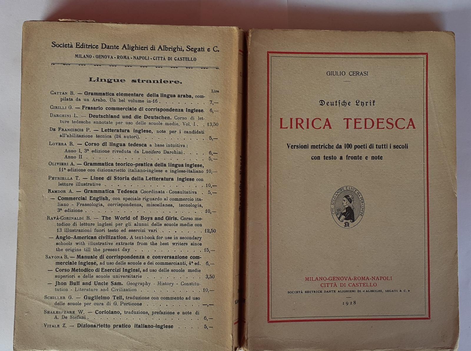 Deutsche Lyrik. Lirica tedesca. Versione metriche da 100 poeti di tutti i secoli con testo a fronte e note - copertina