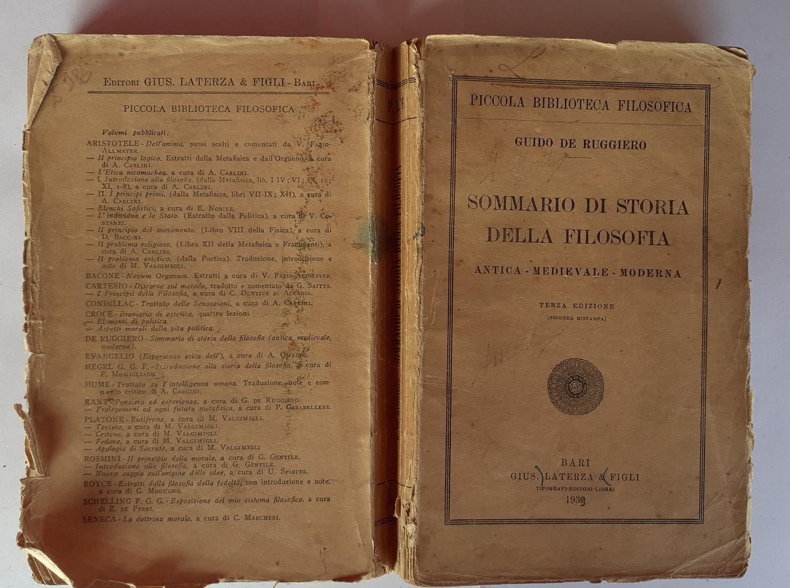 Sommario di storia della filosofia antica-medievale-moderna - copertina