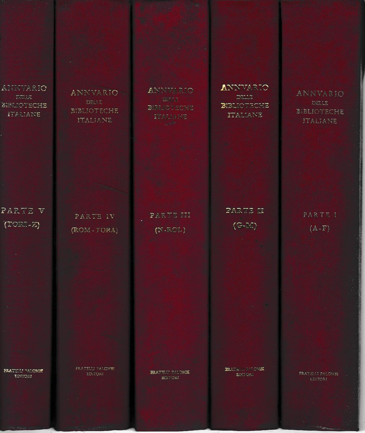 Annuario delle Biblioteche Italiane. 5 volumi - copertina