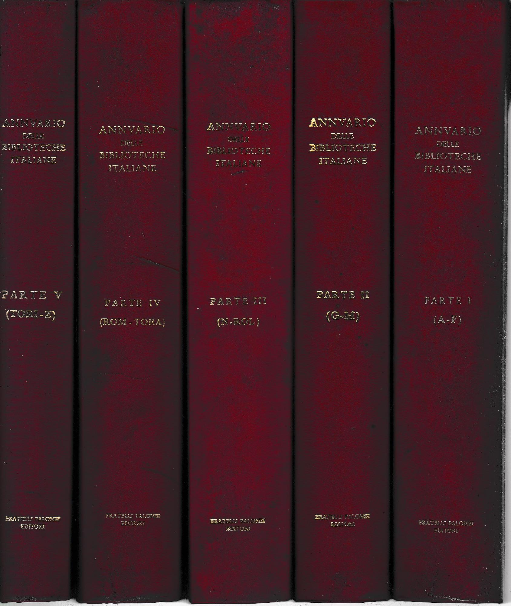 Annuario delle Biblioteche Italiane. 5 volumi - copertina