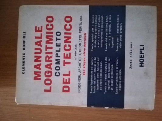 Manuale logaritmico completo del tecnico - copertina