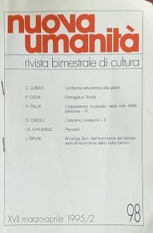 Nuova Umanità. Rivista bimestrale di cultura, marzo-aprile 1995/2 - copertina
