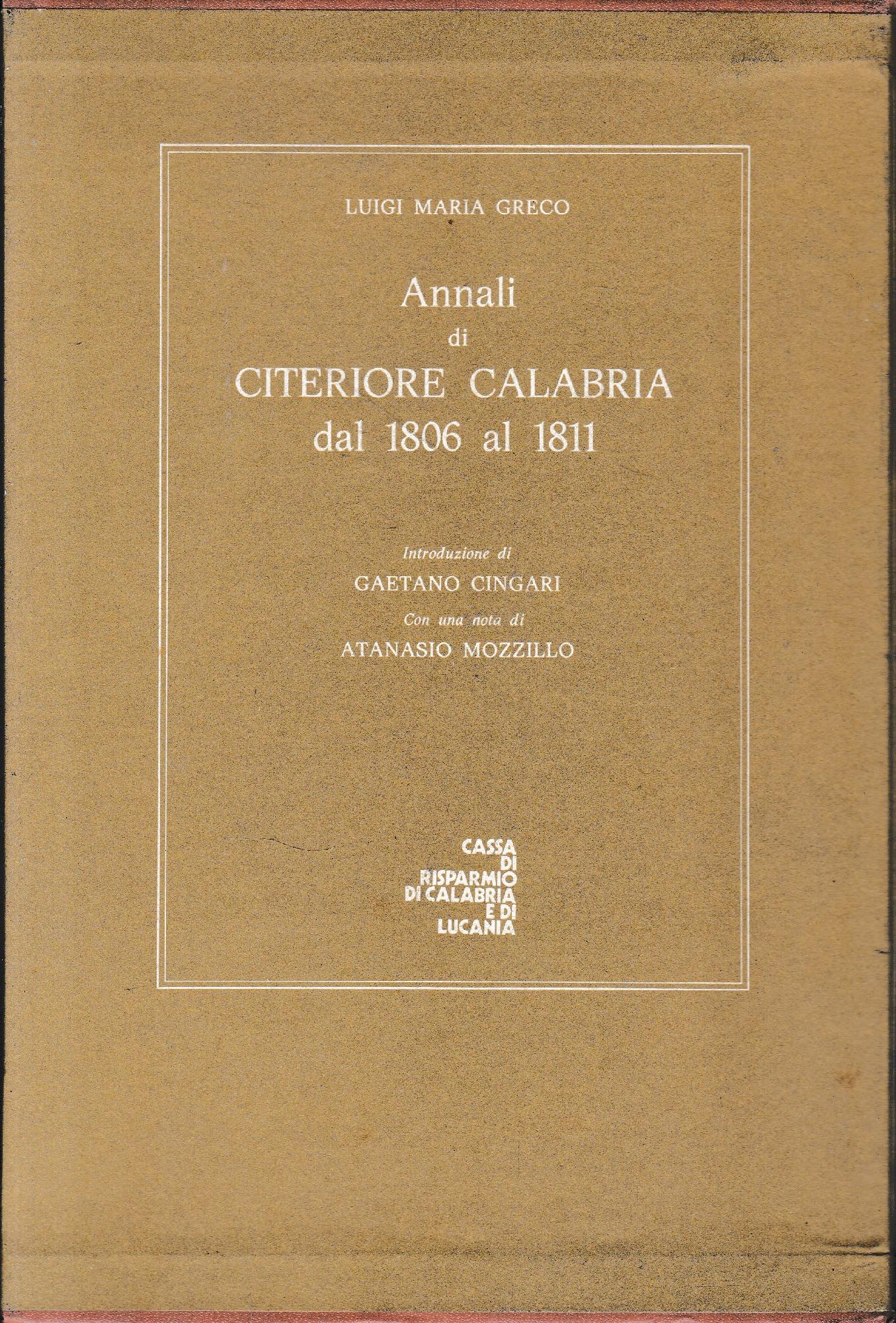 Annali di Citeriore Calabria dal 1806 al 1811 - copertina