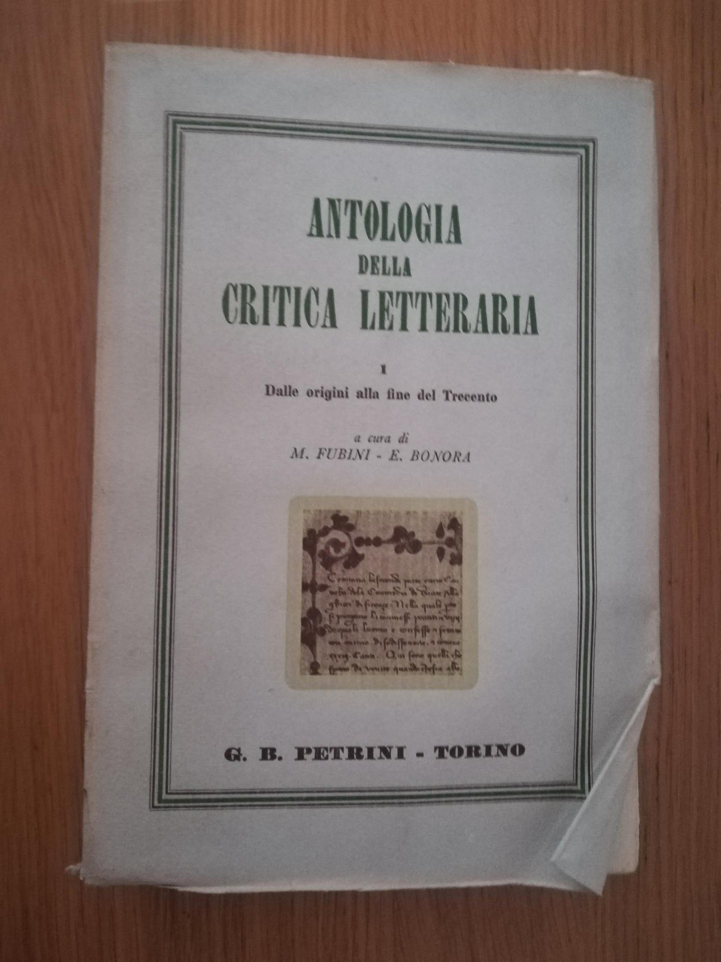 Antologia della critica letteraria. I - Dalle origini alla fine del Trecento - copertina