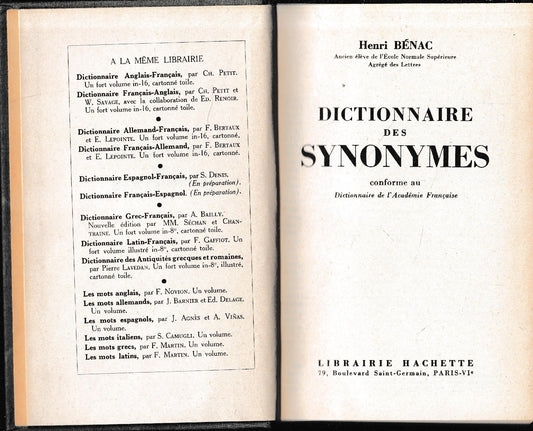 Dictionnaire des Synonymes - copertina