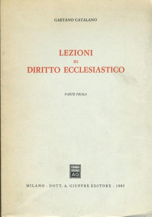 Lezioni di diritto ecclesiastico. Parte prima - copertina