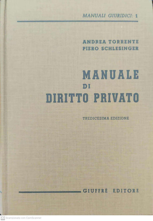 Manuale di diritto privato. Tredicesima edizione - copertina