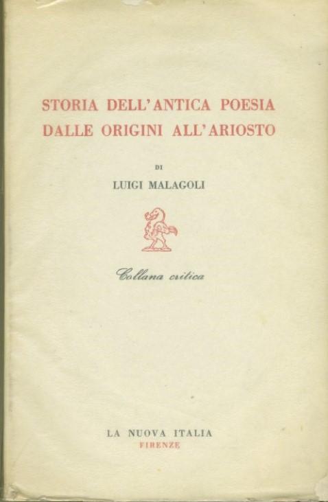 Storia dell'antica poesia dalle origini all'Ariosto - copertina