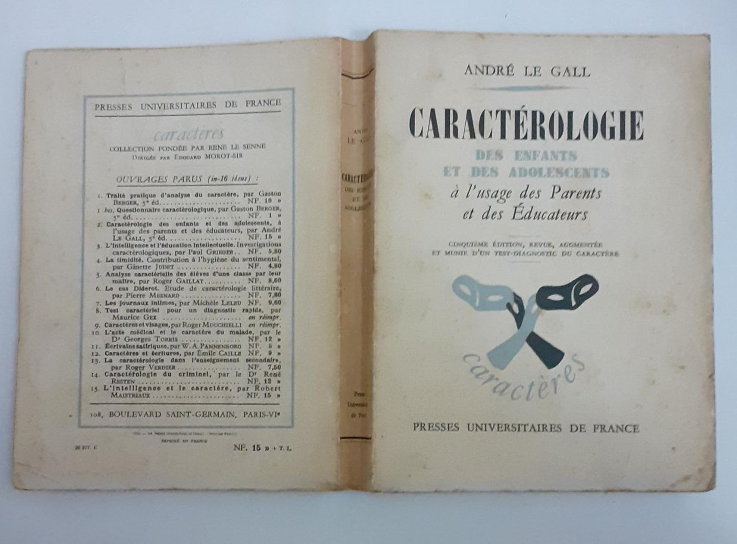 Caracterologie des enfants et des adolescents a l'usage des parents et des educateurs - copertina