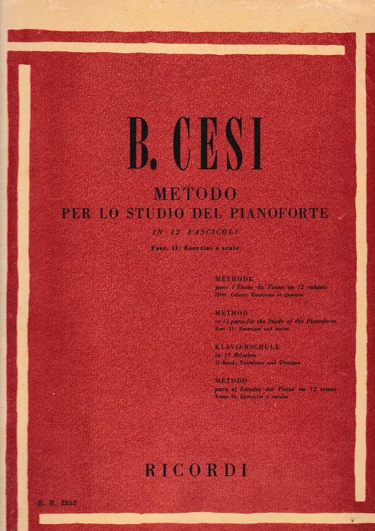 B. Cesi Metodo per lo studio del pianoforte in 12 fascicoli, fasc. II:Esercizi e scale - copertina