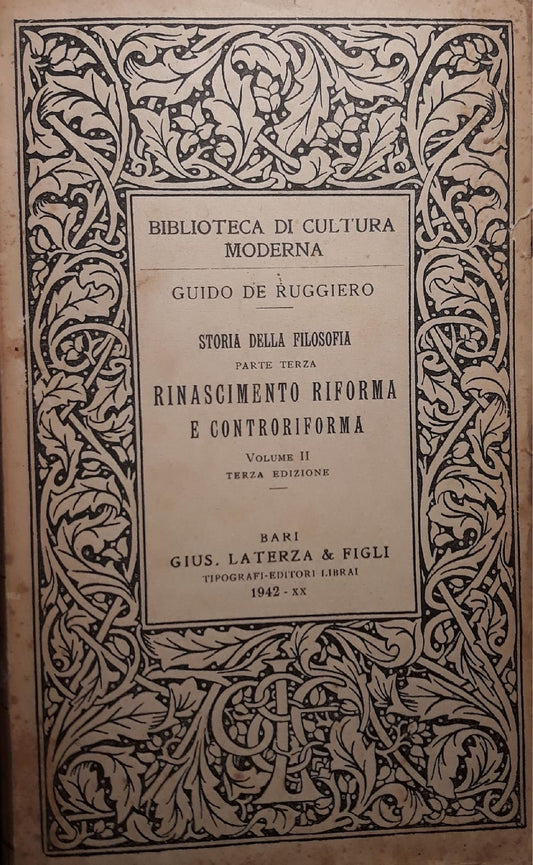 Storia della filosofia - rinascimento riforma e controriforma (volume II) - copertina