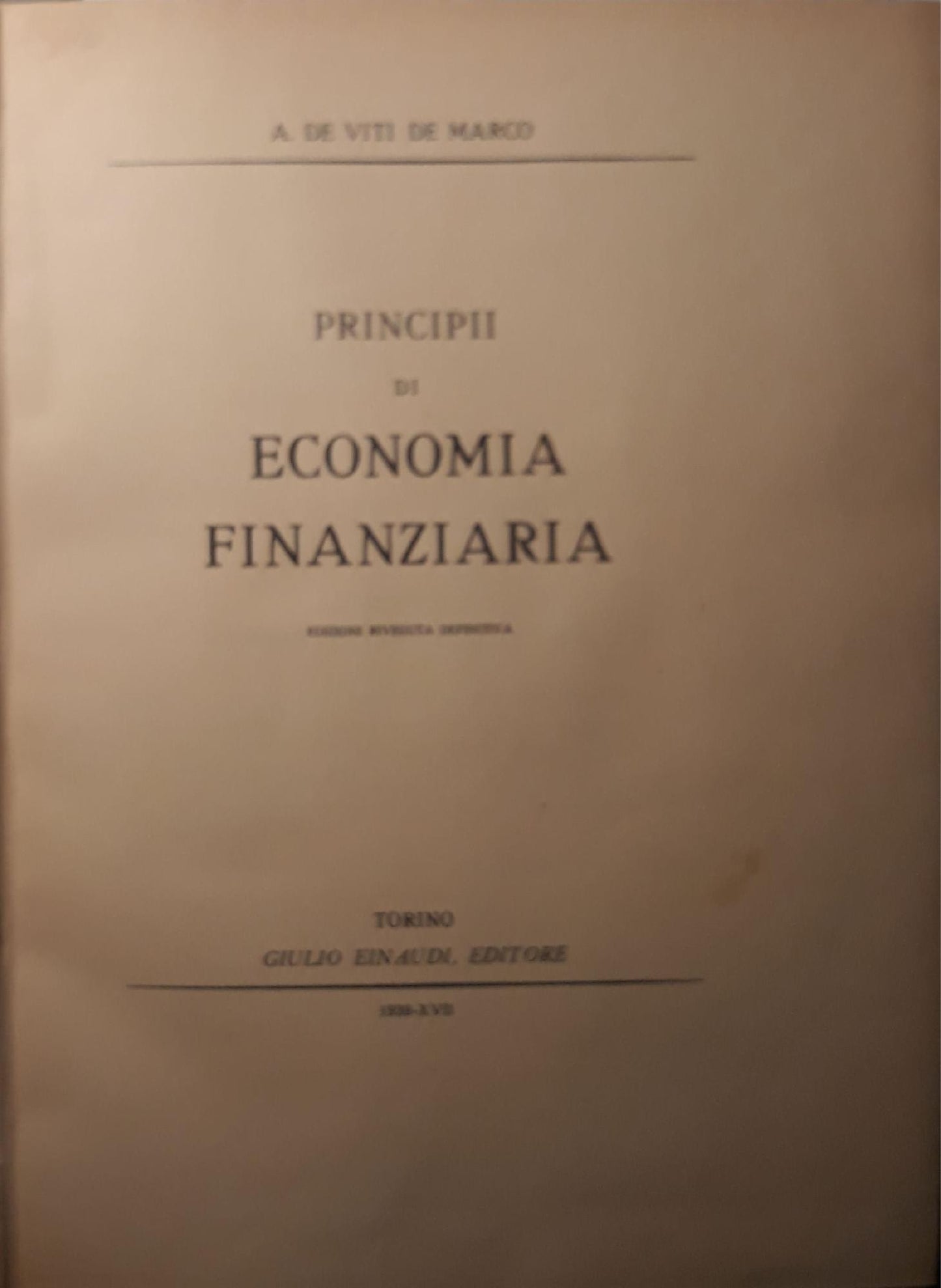 Principi di Economia Finanzaria - copertina