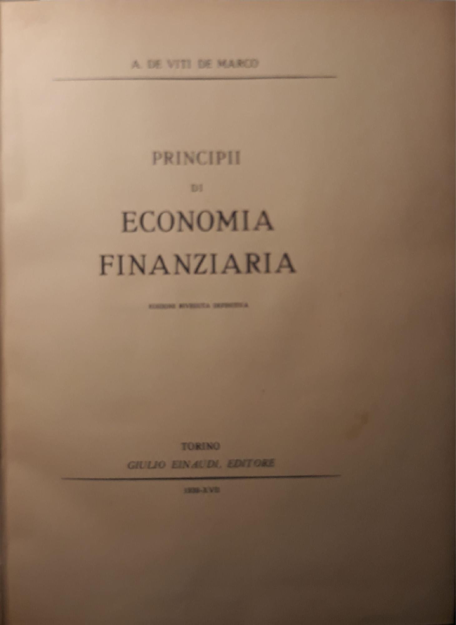 Principi di Economia Finanzaria - copertina