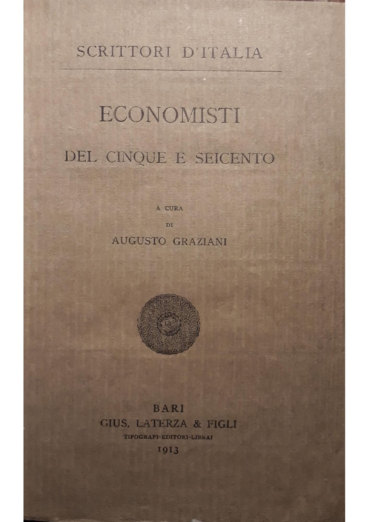 Economisti del cinque e seicento - copertina