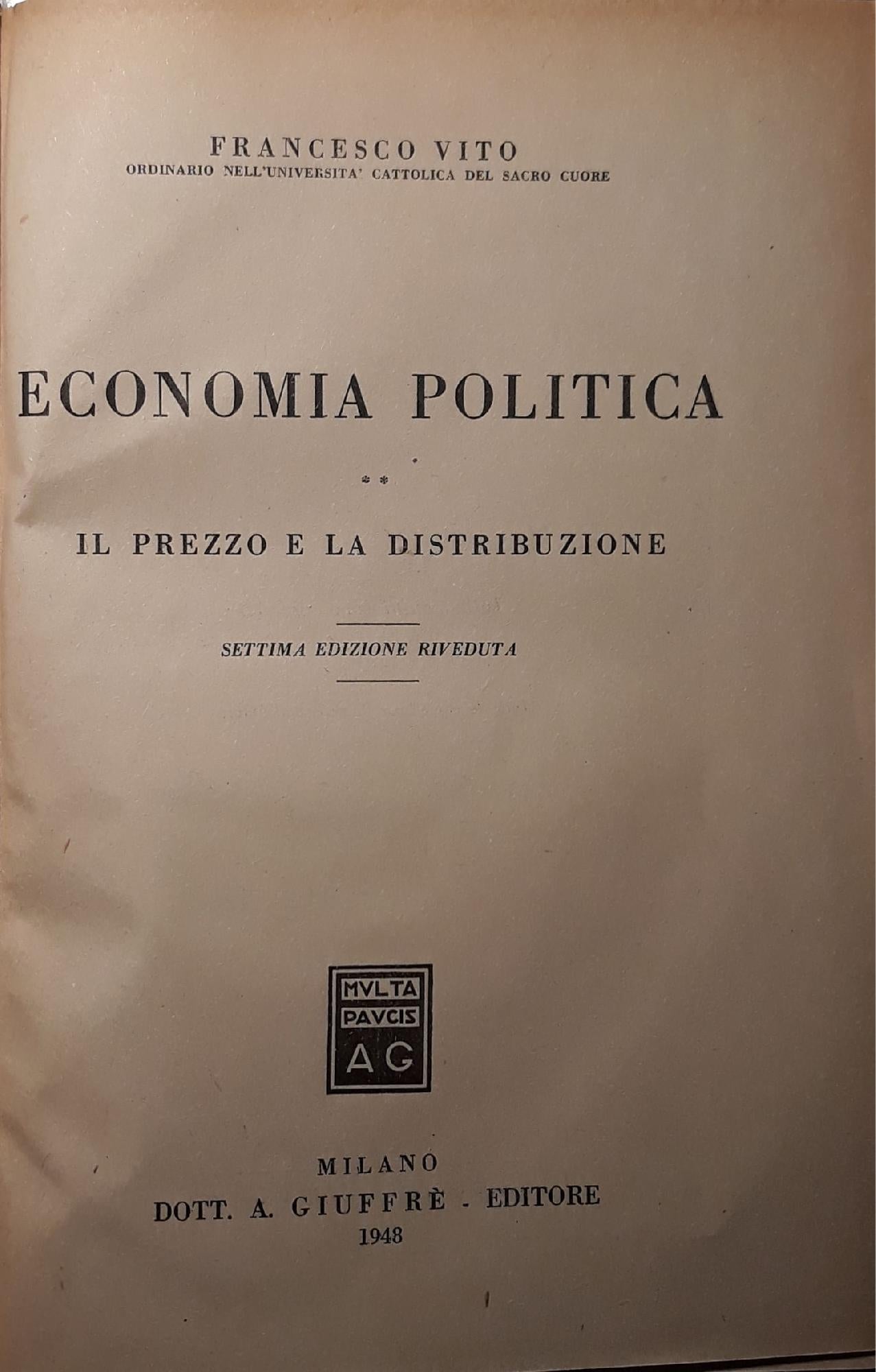 Economia Politica - il prezzo e la distribuzione - copertina