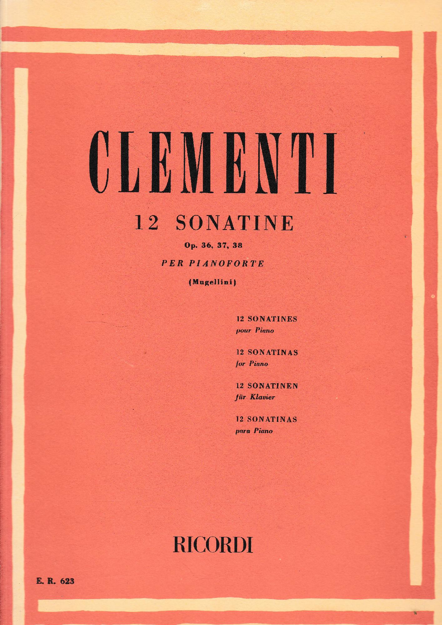 Clementi 12 sonatine Op. 36,37,38 per pianoforte (Mugellini) - copertina