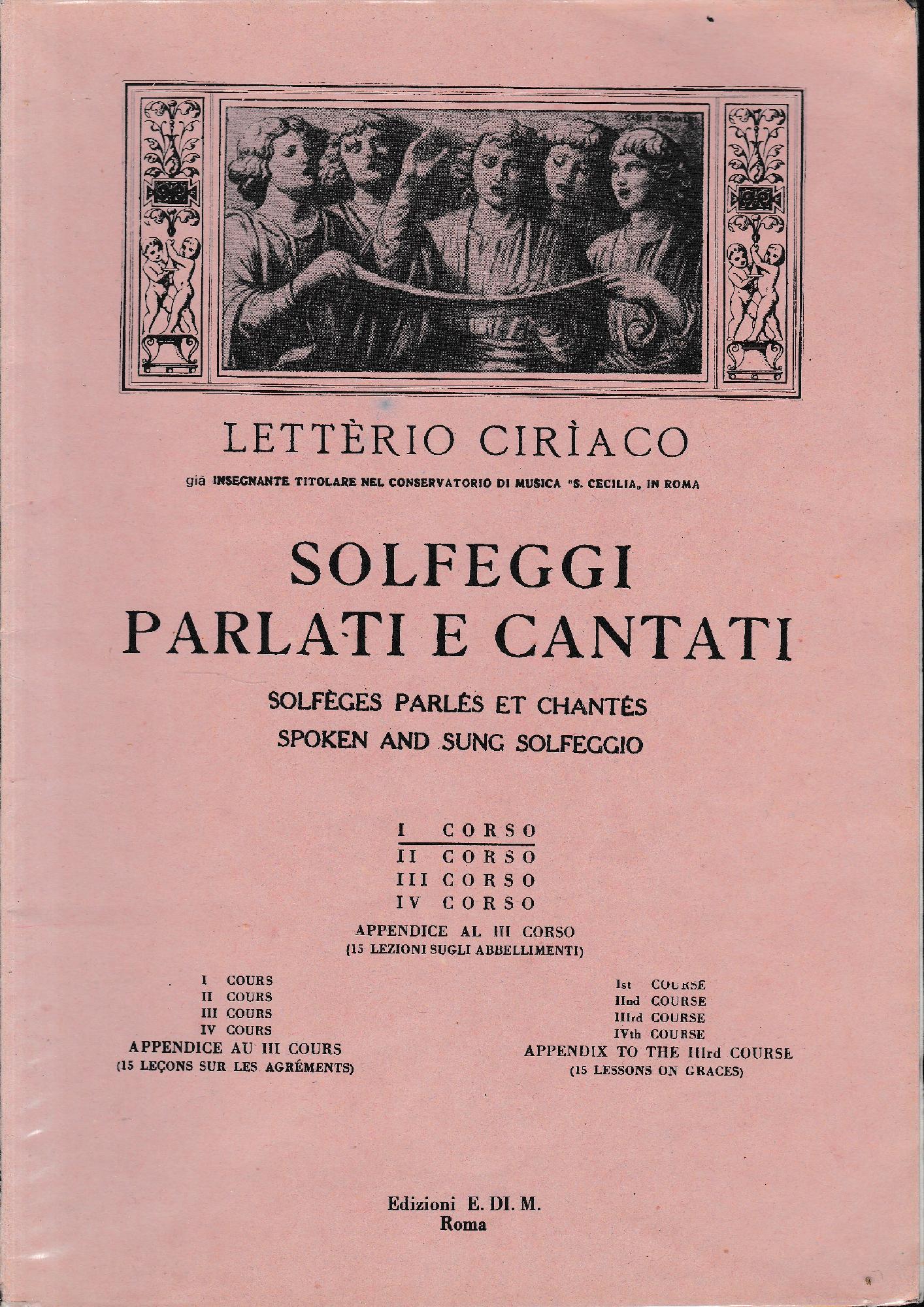 Solfeggi parlati e cantati I° corso, parte prima - copertina