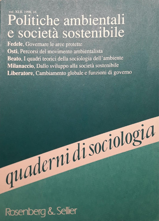 Quaderni di sociologia: politiche ambientali e società sostenibile - copertina