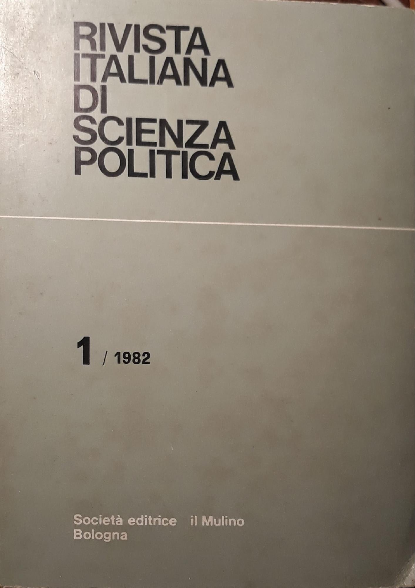 Rivista italiana di scienza politica n.1/1982 - copertina