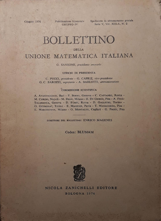 Bollettino della Unione Matematica Italiana  (giugno 1976) - copertina