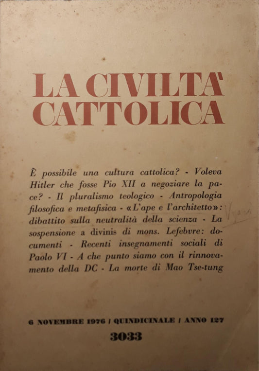 La civiltà cattolica (n.21 novembre 1976) - copertina