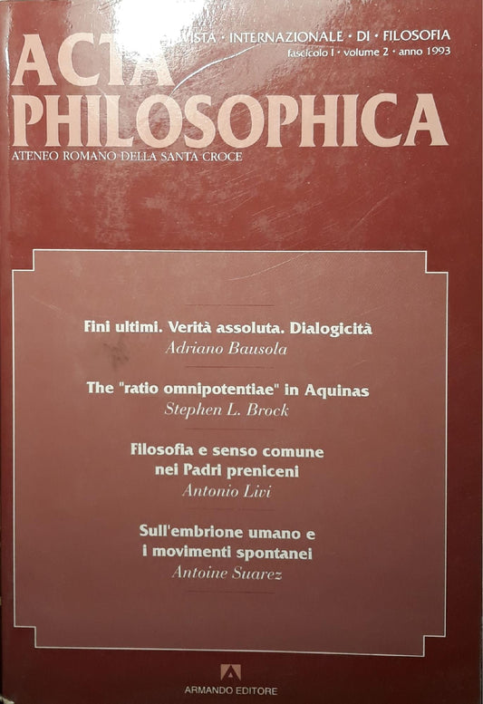 Acta Philosophica (fascicolo I, volume 2, anno 1993) - copertina