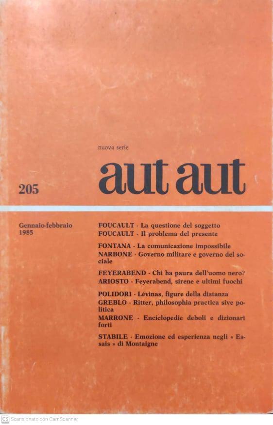 Aut Aut. Nuova serie 205 - copertina