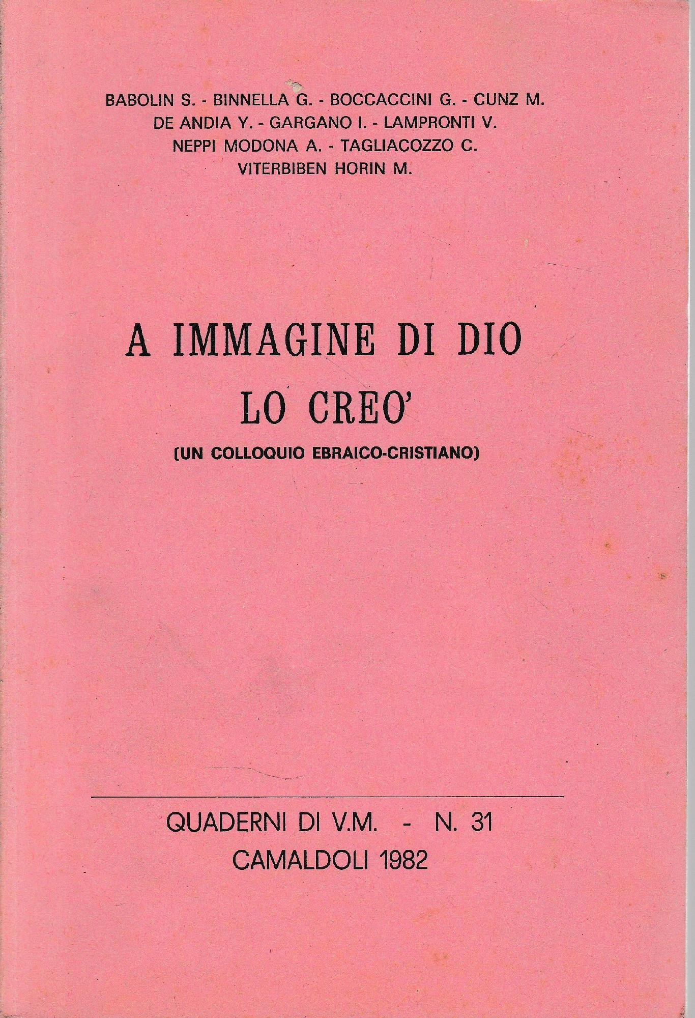 A immagine di Dio lo creò (un colloquio ebraico-cristiano) - copertina