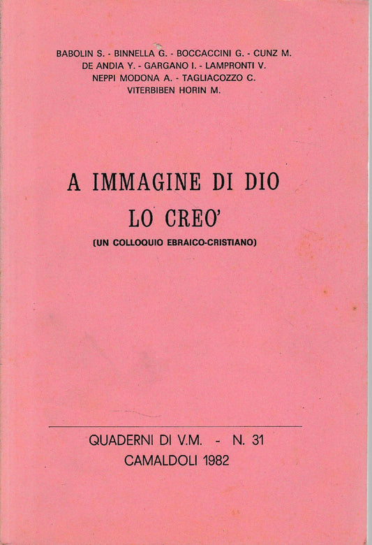 A immagine di Dio lo creò (un colloquio ebraico-cristiano) - copertina