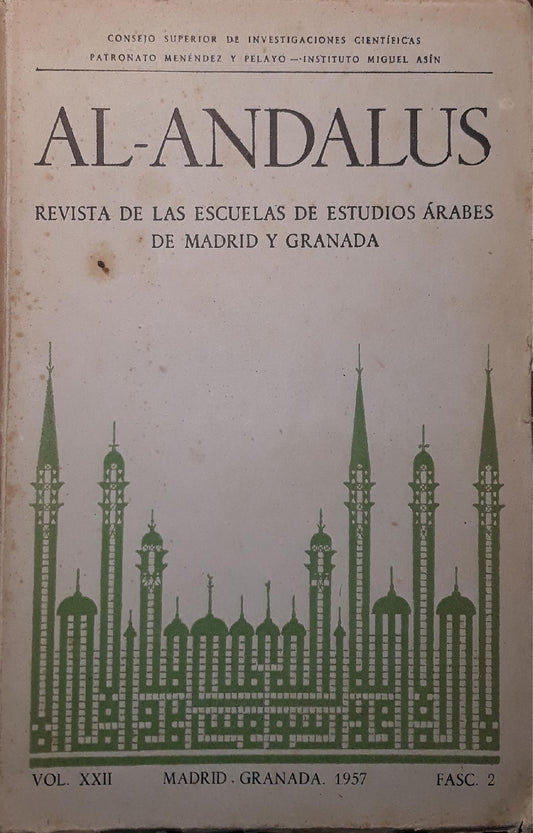 Al-Andalus (vol.XXII, fasc. 2, 1957) - copertina