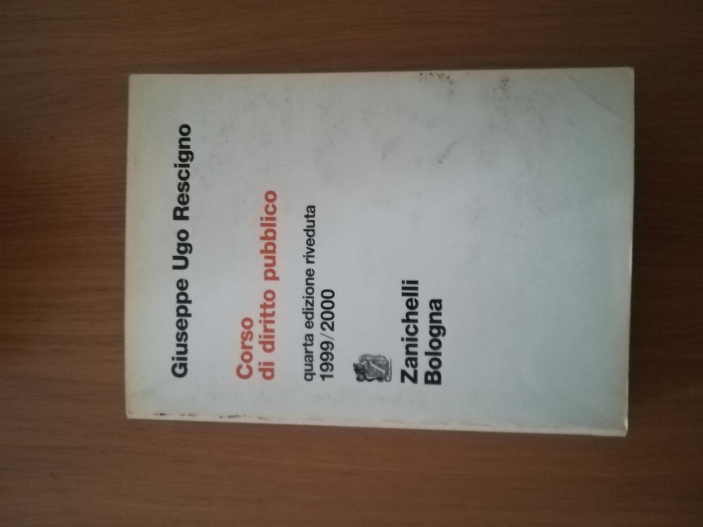Corso di diritto pubblico (quarta edizione riveduta 1999/2000) - copertina
