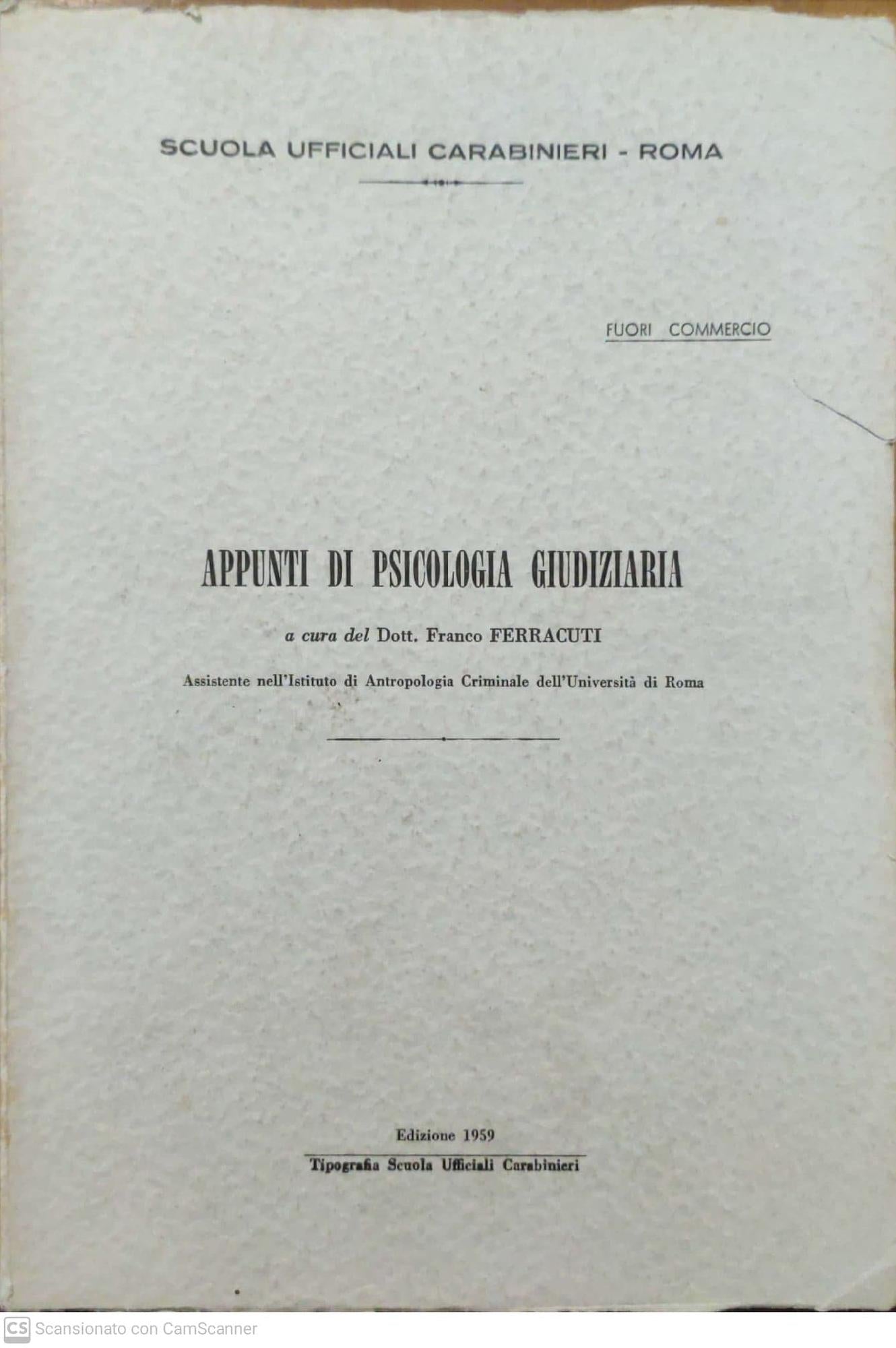 Appunti di psicologia giudiziaria - copertina